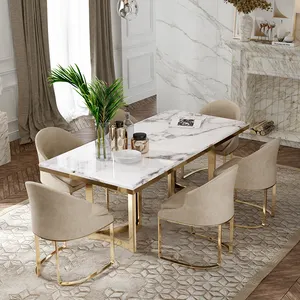 Nordic style cheap price Panel tables chairs dinning room furniture marble top dining tables set