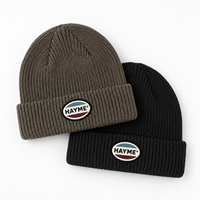 Bonnet d'hiver vintage pour homme, tricoté côtelé, avec logo personnalisé en patch tissé, style pêcheur, pour le ski