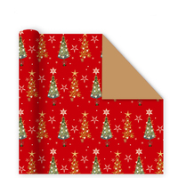 Wholesale Custom Christmas Floral Printed Single-Sided Gift Wrapping Paper Roll DIY Tissue Packaging Pulp Material Coating