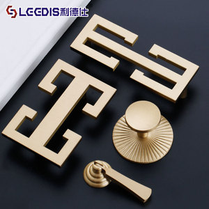 Lcedis Geometric Brass Cabinet Handles For <b>Wardrobe</b> Furniture Hardware Durable Plating - Product Image 1
