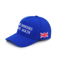 Soldes B2B : Casquette 5 panneaux vintage bleue structurée, personnalisable avec logo, style hip-hop, taille XL, pour sports de plein air et mode décontractée en coton