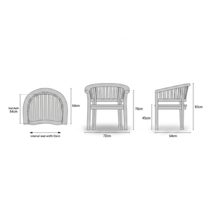 Chaise de salle à manger d'extérieur moderne en bois massif avec siège confortable et coussin imperméable pour utilisation en parc - Product Image 4