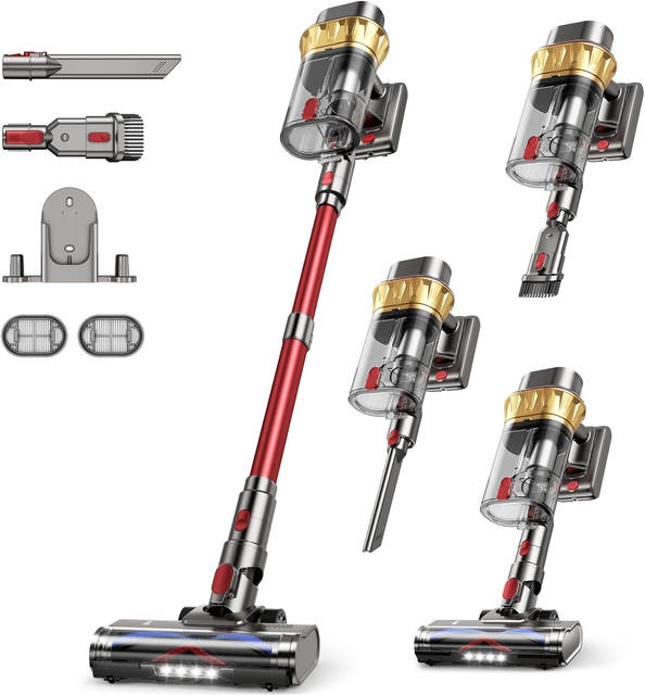 650W Cordless Vacuum Cleaner with 55KPa Flagship Suction, 75-Min Extended Runtime 2.5L Dual-Cup Capacity, Anti-Tangle Brush