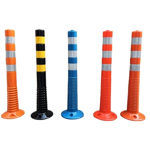 Poste delineador Flexible de seguridad vial, reflector blanco, bolardo de estacionamiento de plástico con valla de PU, producto de advertencia de carretera de primavera - Product Image 1