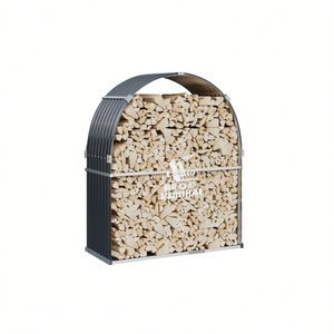 Porte-bois en acier galvanisé 47,2x17,7x55,1 cm, accessoire moderne pour le rangement du bois de chauffage, pour cheminée - Product Image 1