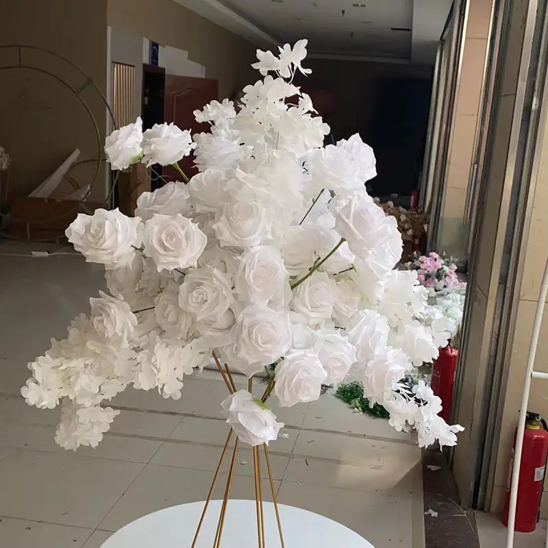 흰 장미 인공 꽃 인공 식물과 꽃병 꽃 웨딩 장식 인공