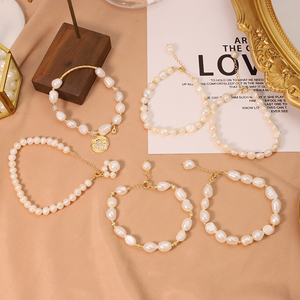 GLSEEVO <span class=keywords><strong>Bracciale</strong></span> con <span class=keywords><strong>perle</strong></span> d'acqua dolce naturali per donna, bracciali e braccialetti placcati in oro 18 carati, gioielleria raffinata - Product Image 2
