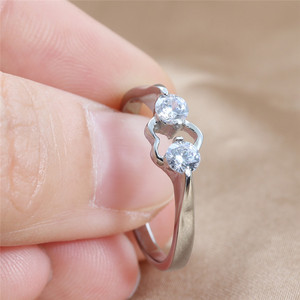 Heart Shape <b>Titanium</b> Steel <b>Ring</b> Silver Women's Wedding Gift Jewelry 24094 - Product Image 3