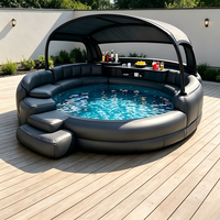 Piscine ronde gonflable avec auvent et bar, piscine familiale pour divertissements aquatiques en plein air pour les fêtes estivales