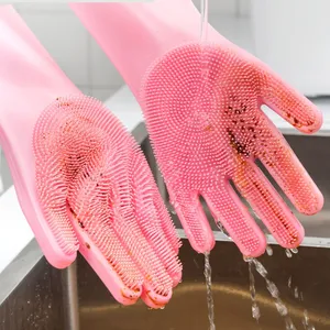 Groothandel Effen Kleur Siliconen Wegwerp Waterdichte Afwas Multifunctionele Huishoudelijke Rubberen Handschoenen