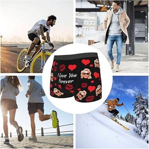 Calzoncillos <span class=keywords><strong>para</strong></span> Hombre con Foto Personalizada Impresa Digitalmente, Diseño Romántico, Antibacterianos, Transpirables, Tejido de Poliéster Ecológico, Regalo de <span class=keywords><strong>San</strong></span> Valentín - Product Image 4