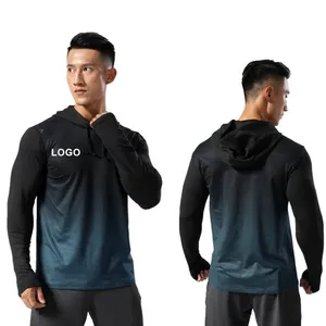 Men's gym Large Color Inner Matching fitness Short Sleeve hoodies Men's Tees Long sleeve