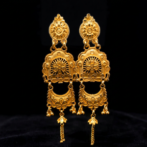 Boucles d'oreilles chandelier plaquées or vintage pour femmes, motif floral, bijoux de mariage - Product Image 1