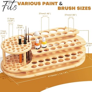 Wooden <b>Storage</b> <b>Rack</b> 3 Tier Round Desktop Organizer For Paintbrushes And Paint <b>Bottles</b> - Product Image 5
