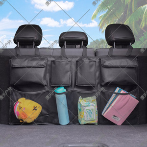 Organisateur de siège arrière de voiture, sac de rangement suspendu multi-poches pour coffre et siège avec 8 à 11 compartiments, tissu noir, usage général - Product Image 1