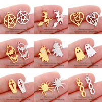 Pendentifs d'Halloween personnalisés en acier inoxydable en gros – Breloques fantôme, chauve-souris, araignée pour bijoux fantaisie personnalisés DIY, cadeaux effrayants en vrac
