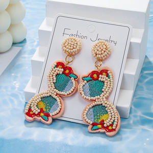 Boucles d'oreilles tissées Style Resort élégant lunettes de soleil perles de riz colorées boucles d'oreilles exagérées pour femmes Uionen 1821 - Product Image 4