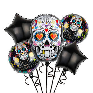 Ensemble de 5 ballons en aluminium motif dessin animé Halloween mignon squelette citrouille, décoration de fête pour événements de remise des diplômes, Pâques, usage adulte - Product Image 5