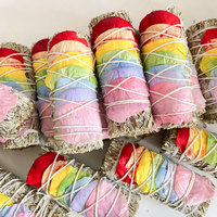Bundel Sage Putih, Herbal Kering, Bunga untuk Smudging, Batang Sage Alami, Pembersihan Spiritual, Kit Smudge Sage Mawar, untuk Pembakaran