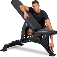 Banc de musculation réglable en stabilité avec 10+4 positions ajustables, banc robuste rembourré en PU épais pour la musculation