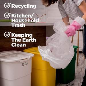 Bolsas de basura transparentes de alta resistencia de 30-33 galones (250 unidades) - Bolsas de reciclaje transparentes de 30+ galones, 32 galones Venta directa de fábrica - Product Image 2