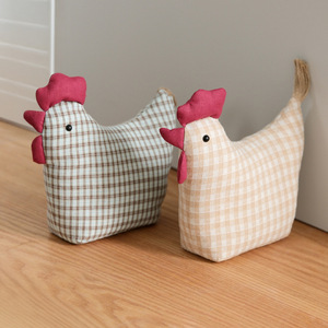 Creative Chick Fabric Doorstop Plaid Design Floor <b>Mount</b> Decorative Ornament Household Use - Product Image 1