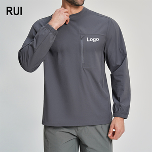 RUIQUWIN Hauts à manches longues à col rond pour hommes personnalisés, vêtements de sport respirants avec poches zippées pour un usage quotidien et sportif - Product Image 1