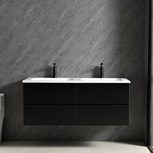 Luxury Matte Black Double Sink Eco-Friendly Bathroom <strong>Vanity</strong> Cabinet Resin Basin Modern Floating Double <strong>Vanity</strong> <strong>Unit</strong> for <strong>Bedroom</strong> - Product Image 6