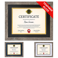 Cadres en bois gris vieilli style rustique 8,5x11' avec passe-partout 11x14" sans passe-partout pour certificats et documents A4