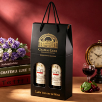 Boîte cadeau en papier kraft de qualité supérieure pour whisky et vin, 2 bouteilles, avec poignée, logo personnalisé, emballage réutilisable, vente en gros