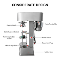 Machine de capsulage de bouteilles à tête unique de bureau, équipement pneumatique de serrage de couvercles à vis, machine de capsulage pour bouteilles rondes en plastique et en verre