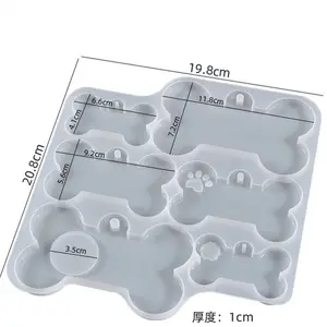 M3235 molde de etiqueta de osso de cachorro, epóxi quente multi tamanho de silicone para artesanato em resina