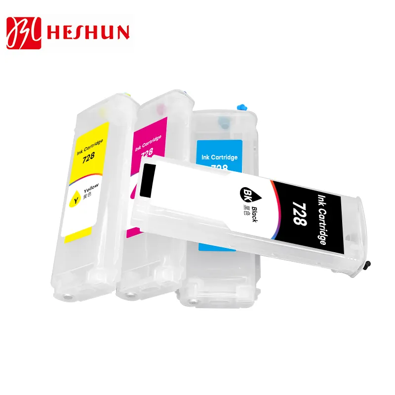 Heshun prezzo all'ingrosso 728 F9J67A cartuccia di inchiostro ricaricabile a colori compatibile HP728 compatibile per stampante HP T730 T830