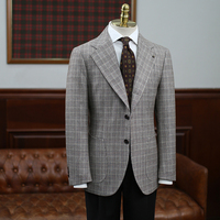 Blazer Pria Gaya Italia Motif Glen Check 3-Kancing Single Breasted Heritage Prince of Wales Plaid Sports Coat Premium Eksekutif