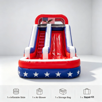 Toboggan aquatique gonflable double piste pour extérieur, en PVC robuste, idéal pour les fêtes estivales et la location en parc d'attractions