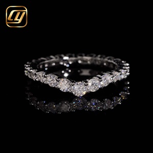 Anillo de Eternidad con Diamantes de Laboratorio, Plata 925 Sólida, Borde Milgrain, Anillo de Promesa Apilable, para Mujer, Uso Diario, Lujoso, Bañado en Rodio, IGI - Product Image 2