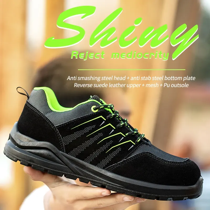 Hot selling black comfortable suede sneaker work safety shoes with anti functure kevlarr outsole for men