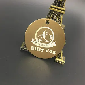 2mm Dicke Benutzer definierte Gravierte Logo Messing Runde Kupfer Tag Metall Hunde marken Gold Haustier Geschenke leere Hund Runde Messing Tag