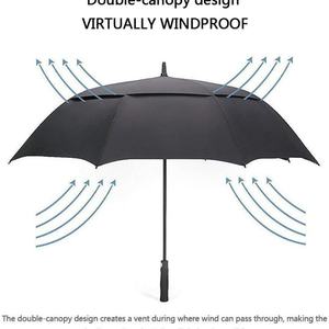 Parapluie de golf personnalisé grand format noir droit à double couche à ouverture automatique promotionnel 2024 - Product Image 2