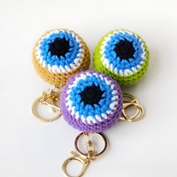 Porte-clés œil turc Nazar Boncugu en crochet fait main, en coton tricoté, porte-bonheur, pendentif de sac, cadeau pour femme