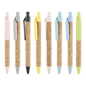 Stylo bille personnalisé avec logo, en paille de blé et liège, écologique, pour l'école - Product Image 2