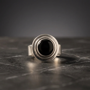 Art Palace Minimalist Boho 925 Silver <b>Onyx</b> Gemstone <b>Ring</b> Bezel Setting Geometric Unisex Everyday Wear Third Party Certified - Product Image 3