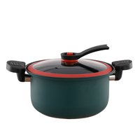 Casserole à pression écoénergétique 5L en acier inoxydable multicouche à double fond avec couvercle en verre, compatible induction et gaz