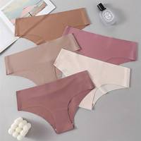 Ensemble de 5 pièces de sous-vêtements pour femmes Euro-Américaines en soie glacée, sans couture, séchage rapide, respirant, taille mi-haute, sensation seconde peau