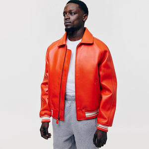 Nuova <span class=keywords><strong>Giacca</strong></span> in Pelle con Logo Personalizzato, Stile Streetwear <span class=keywords><strong>Oversize</strong></span> con Zip, <span class=keywords><strong>Giacca</strong></span> in <span class=keywords><strong>Ecopelle</strong></span> per Uomo - Product Image 4