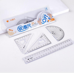 Juego de reglas de dibujo de escala Flexible de PVC de 20cm herramientas de medición de plástico para escuela y oficina estacionarias - Product Image 1