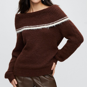Maglione da donna lavorato a <span class=keywords><strong>maglia</strong></span> con motivo a righe in Cashmere personalizzato - Product Image 2