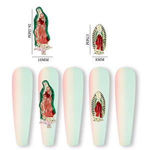 เครื่องประดับตกแต่งเล็บ 3 มิติ รูปพระแม่กัวดาลูเป้ สีสันสดใส ประดับเพชร รูปนักบุญยูดา ประดับคริสตัลสีชมพู รูปเชอร์รี่ ประดับเพชรเมทัลลิก สำหรับตกแต่งเล็บ - Product Image 5