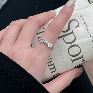 S925 Sterling Silver Mahjong <b>Ring</b> For Women Vintage Style Adjustable <b>Open</b> Design Everyday Wear Fine <b>Ring</b> - Product Image 2