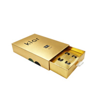 Boîte à tiroir de luxe personnalisée en or avec doublure en éponge, pelliculage mat, gaufrage, logo en creux, emballage cadeau haut de gamme recyclable pour